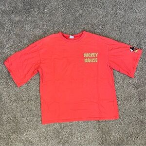 Vintage Rare Disney Mickey Mouse Embroidered Orange Red Shirt Men’s Size XL